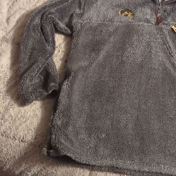 Women's Pressbox Gray IA Hawkeyes Shaggy Super Plush Fleece Quarter-Zip Jacket - Picture 7 of 8